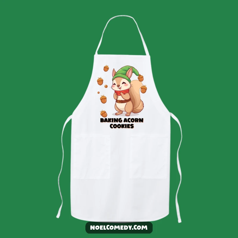 Funny Elf Squirrel Apron: Festive Kitchen Helper, Playful Acorn Tossing Gift