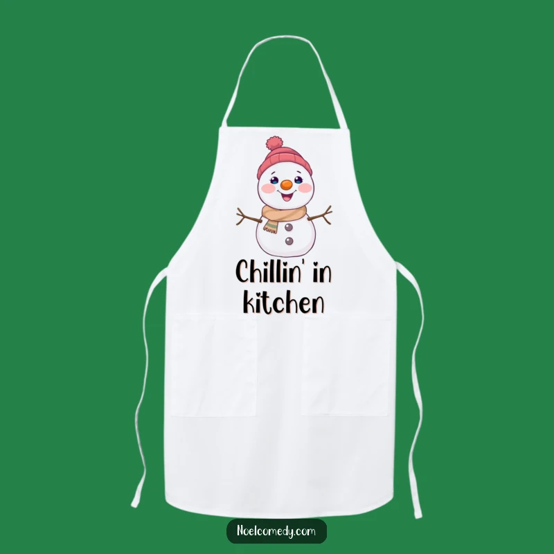 Funny Snowman Apron: Joyful Character with Carrot Nose, Kitchen Winter Cheer