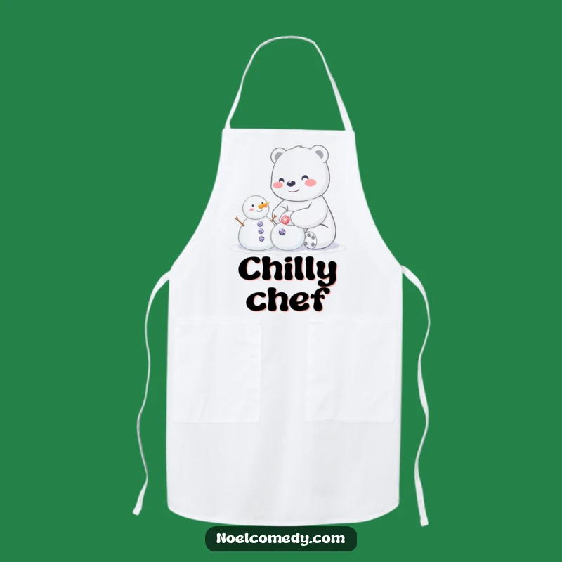 Funny Happy Polar Bear Apron - Hilarious Winter Wear for Snow Day Chefs