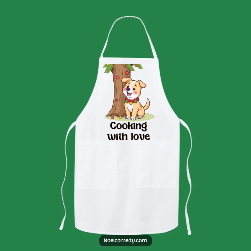 Funny Dog Holiday Apron: Festive Kitchen Helper, Cheerful Pooch Baking Gift