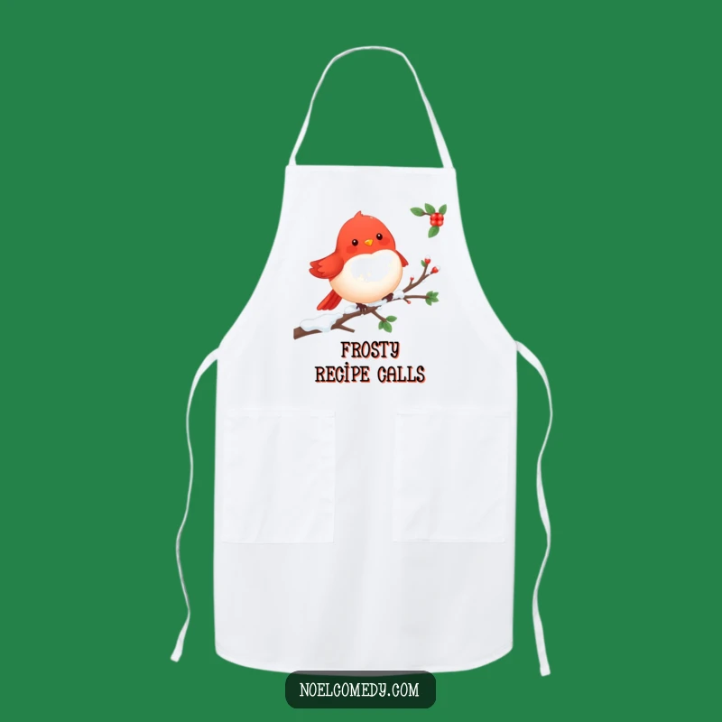 Cheerful Robin Apron: Festive Winter Kitchen Wear for Bird Lovers