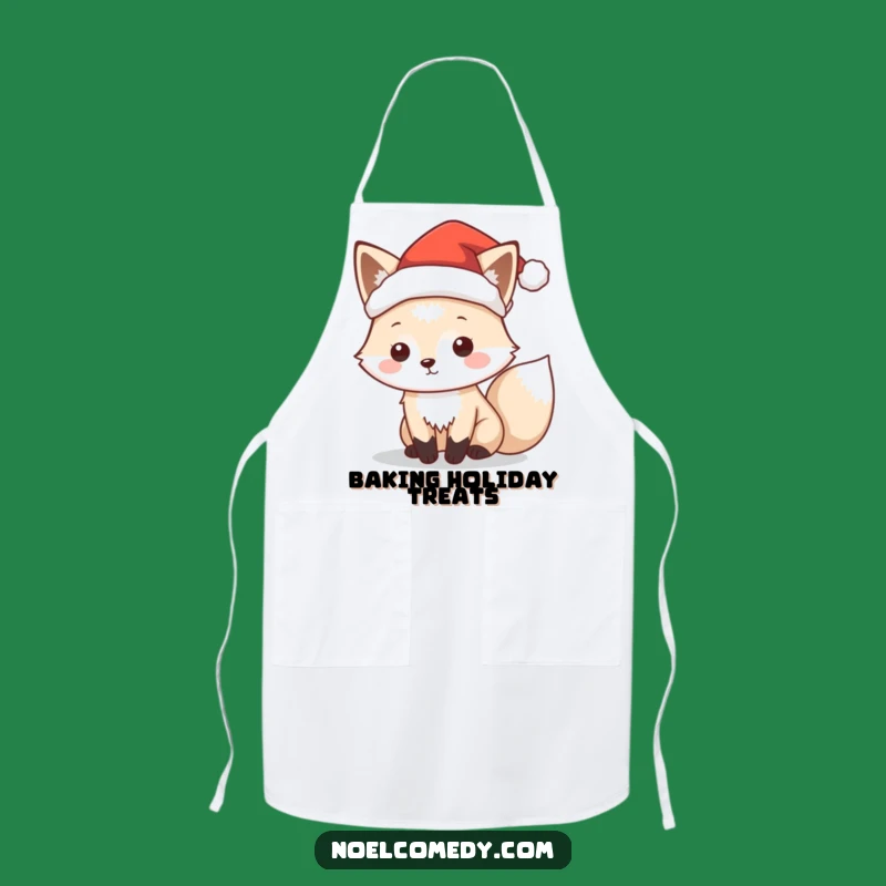 Funny Arctic Fox Santa Apron: Festive Baker, Hilarious Comedic Gift for Cooks