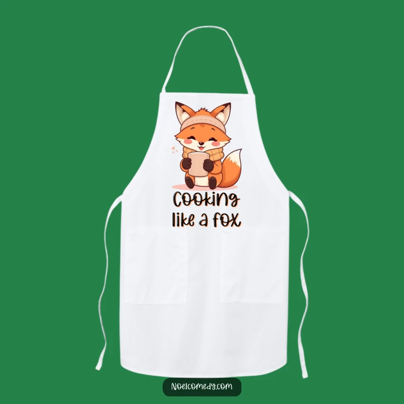 Funny Fox Apron: Cozy Chef with Scarf, Humorous Kitchen Gift for Autumn Lovers