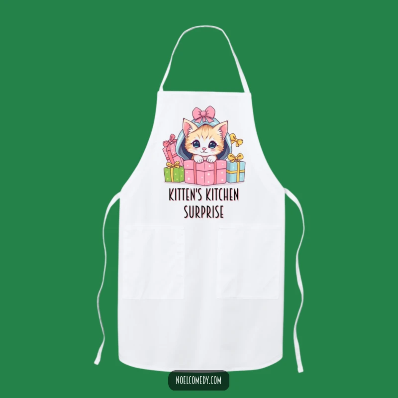 Funny Kitten Gift Pile Apron: Playful Holiday Kitchen Humor