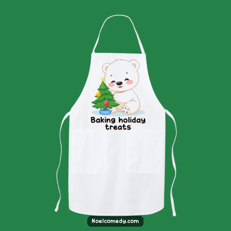 Funny Polar Bear Cub Christmas Apron: Festive Kitchen Fun for the Holidays