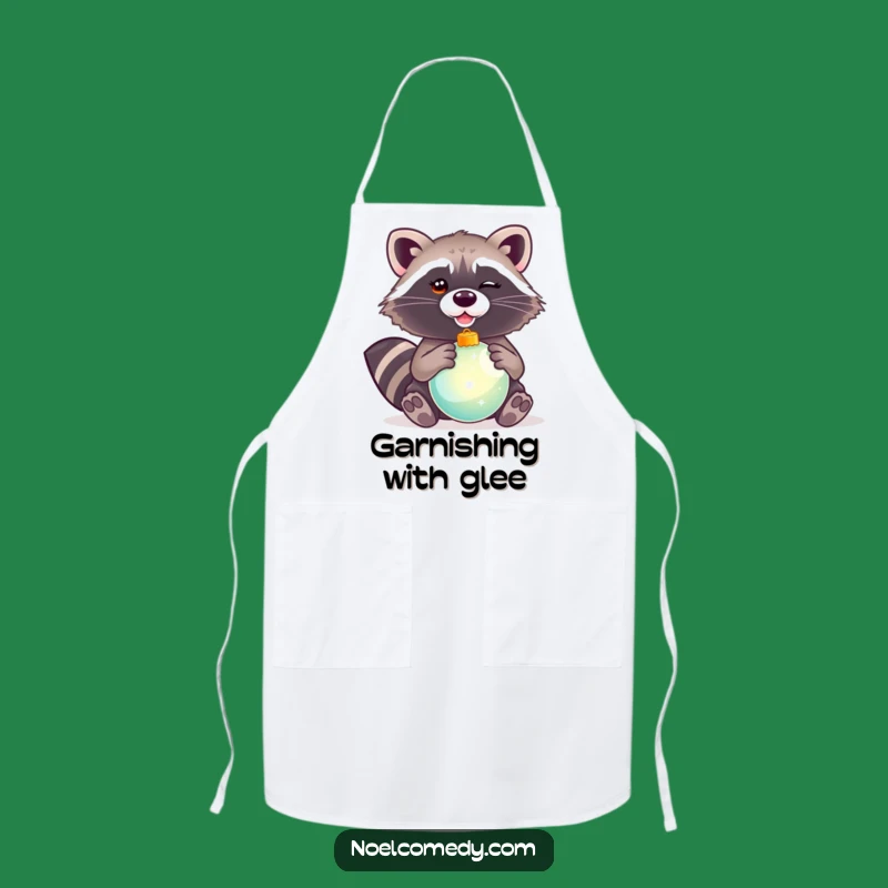 Funny Winking Raccoon Ornament Apron: Mischievous Critter's Kitchen Wear for a Chef Gift