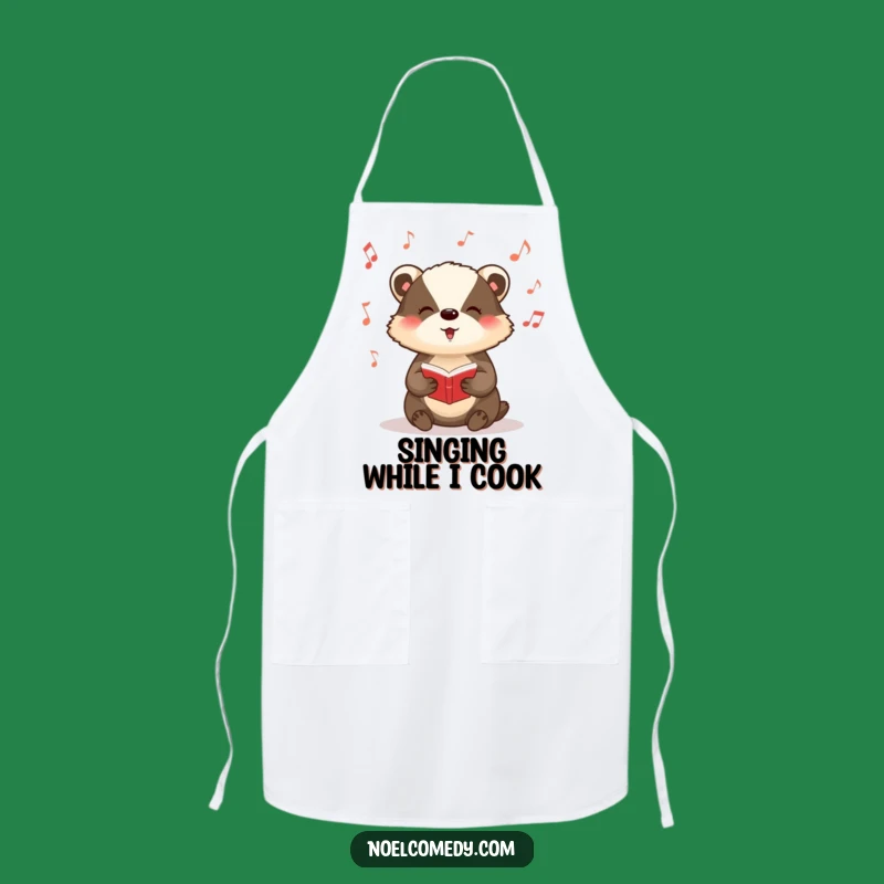 Funny Badger Carol Apron: Festive Musician Helper, Holiday Baking Gift