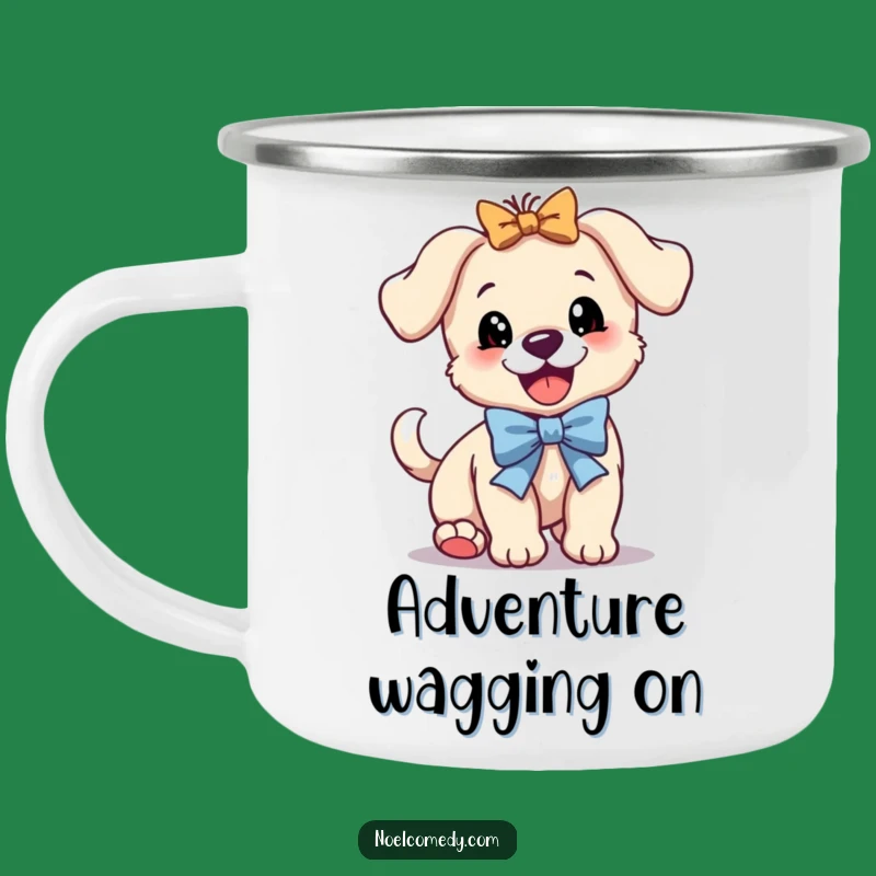 Funny Bouncing Puppy Camping Mug - Adventure Fuelled by Joy
