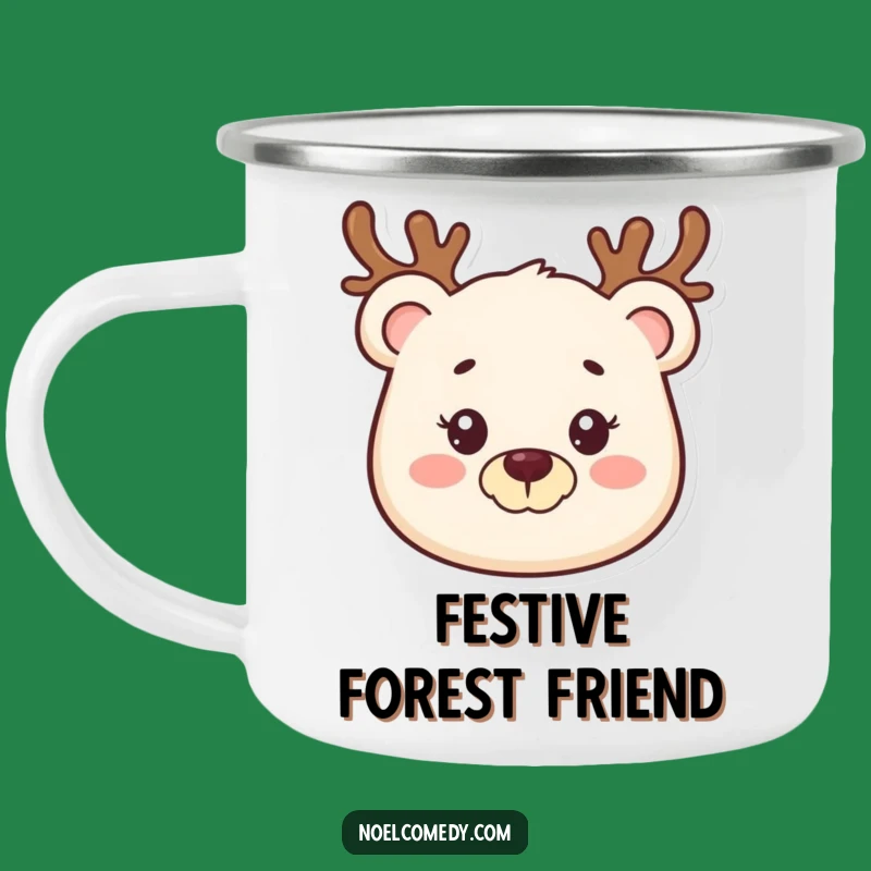Durable Bear Reindeer Camping Mug, Festive Outdoor Gift, Smiling Adventure