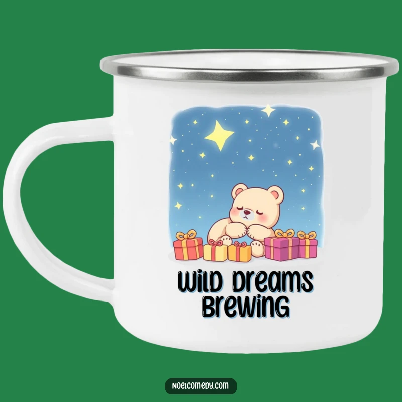 Funny Bear Cub Camping Mug: Dreamy Starry Night Drinkware Gift