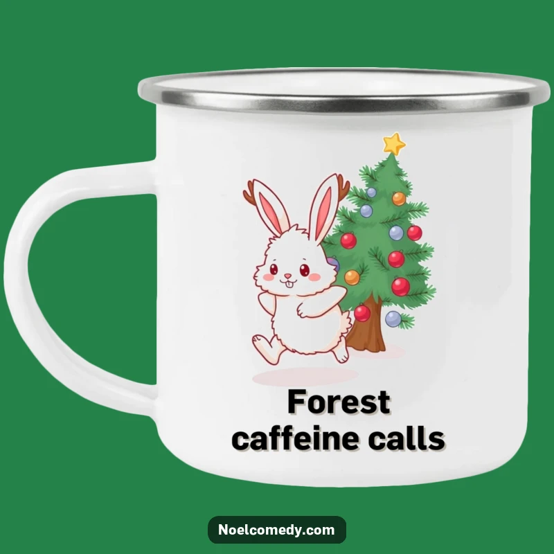 Funny Bunny Antlers Camping Mug: Festive Holiday Humor Outdoors