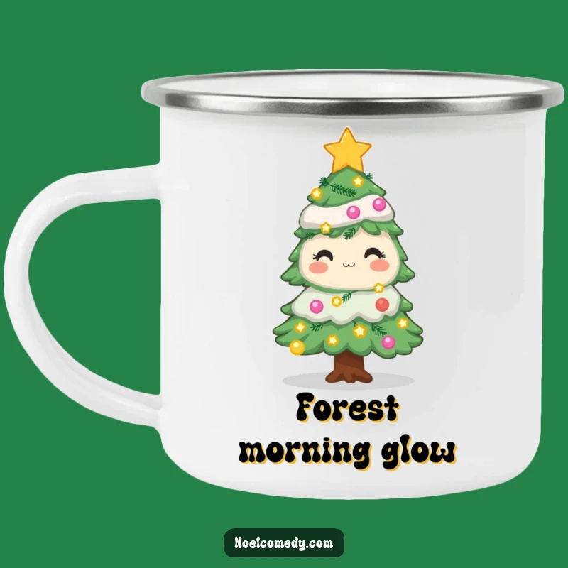 Funny Christmas Tree Camping Mug: Twinkling Lights & Stars Enamel Mug, Outdoor Funny Gift
