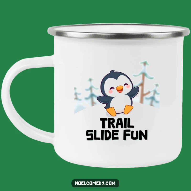 Funny Giggling Penguin Camping Mug: Winter Adventure Fuel, Unique Funny Gift