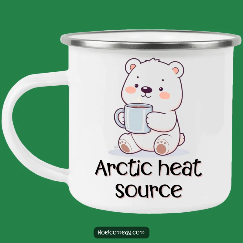 Funny Polar Bear Camping Mug: Smiling Bear with Steaming Mug, Outdoor Funny Gift