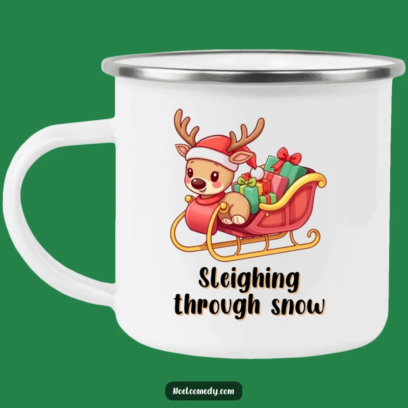 Funny Small Reindeer Camping Mug - Festive Holiday Humor for Outdoor Adventures