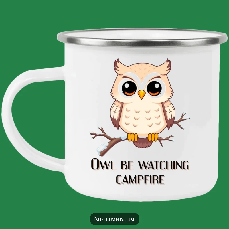 Funny Owl Camping Mug: Enjoy drinks with this bird character, a perfect funny winter gift.