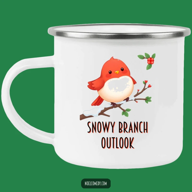 Cheerful Robin Camping Mug: Durable Winter Cup for Bird Watching Adventures