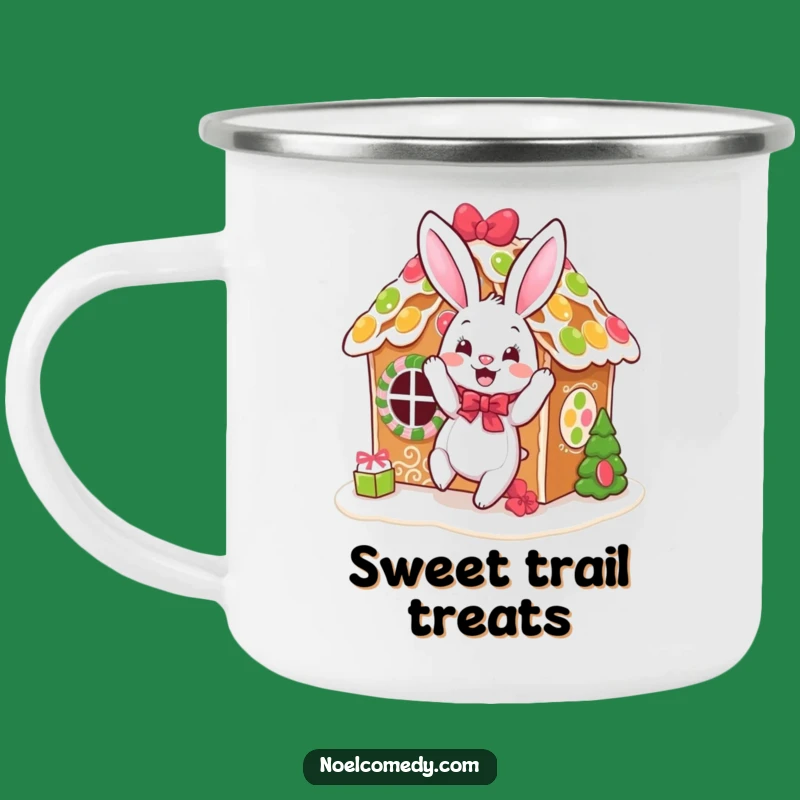 Funny Bouncing Bunny Gingerbread Camping Mug: Rustic Baker's Drinkware for an Outdoor Gift