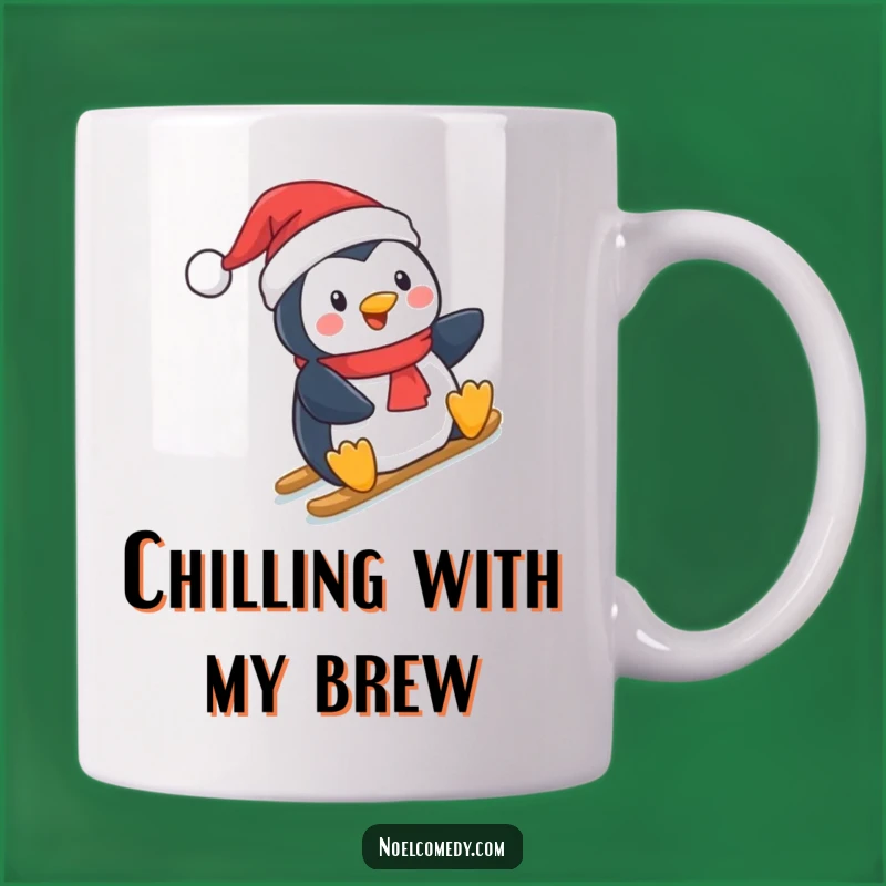 Funny Christmas Mug: Jolly Penguin Sliding, Perfect Holiday Humor Gift for Festive Fun Lovers