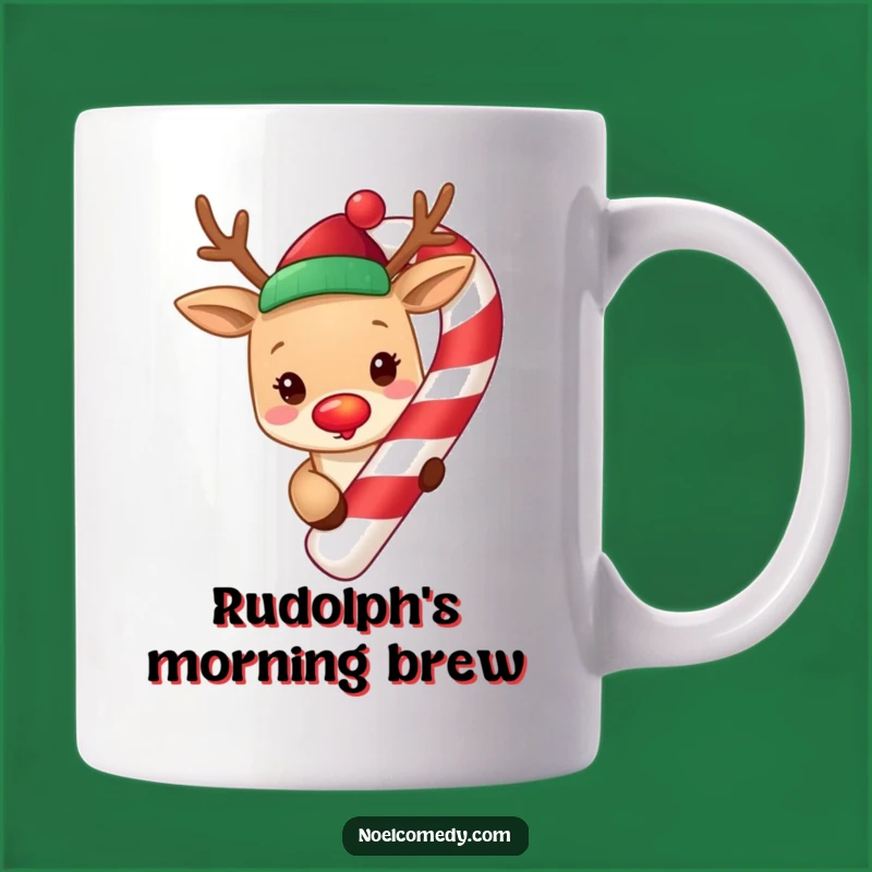 Funny Reindeer Candy Cane Mug: Festive Holiday Cheer, Perfect Funny Christmas Gift