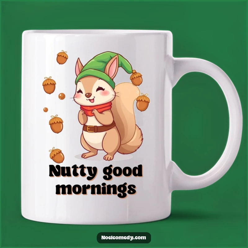 Funny Elf Squirrel Mug: Playful Acorn Toss, Hilarious Holiday Gift for Nut Lovers