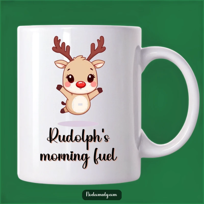 Funny Reindeer Mug: Rudolph's Glow, Perfect Comedic Gift for Christmas Mornings