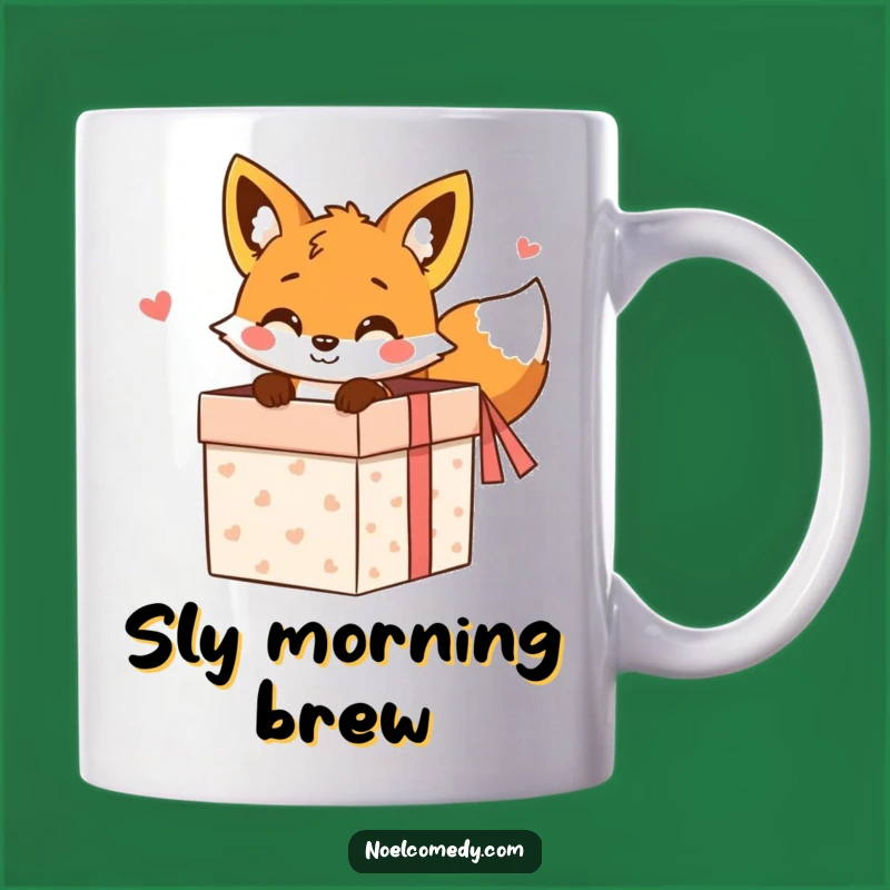 Funny Fox Gift Box Mug: Cheerful Peeking Fox, Perfect Whimsical Present