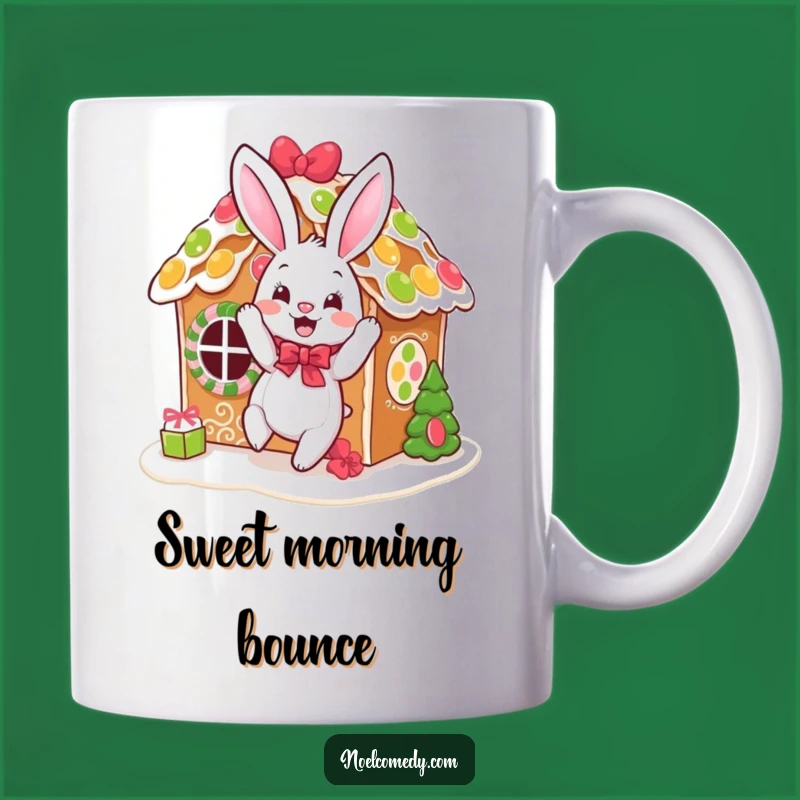Funny Bouncing Bunny Gingerbread Mug: Festive Decorator's Joy for a Sweet Gift