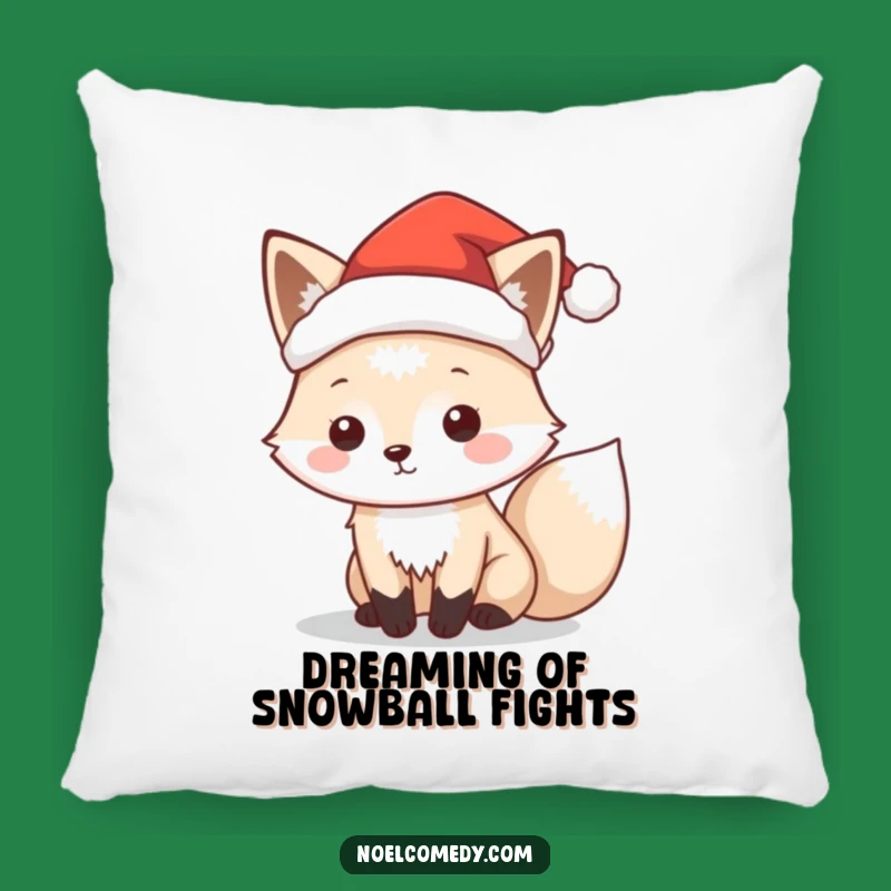 Funny Arctic Fox Santa Pillow: Cozy Holidays, Charming Comedic Gift for Festive Comfort
