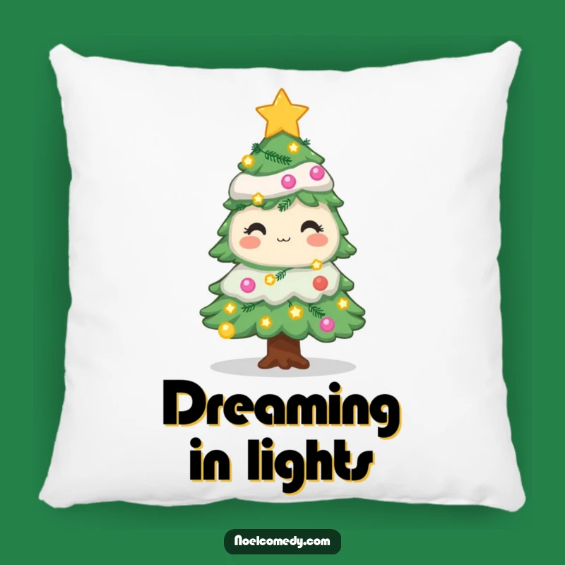 Funny Holiday Tree Pillow: Twinkling Lights & Stars Accent Pillow, Cozy Funny Gift