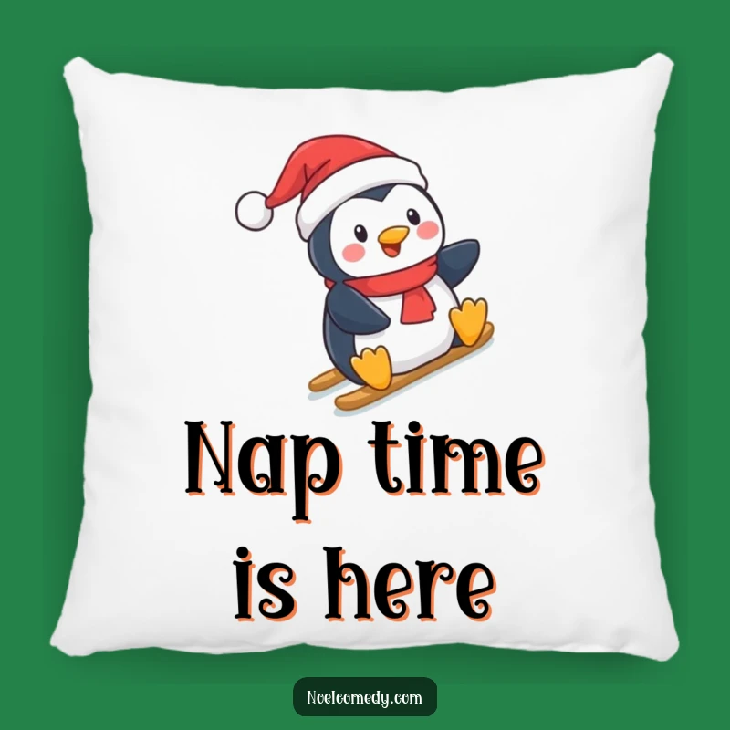 Funny Penguin Pillow: Cozy Slider Design, Sweet & Humorous Holiday Accent Cushion