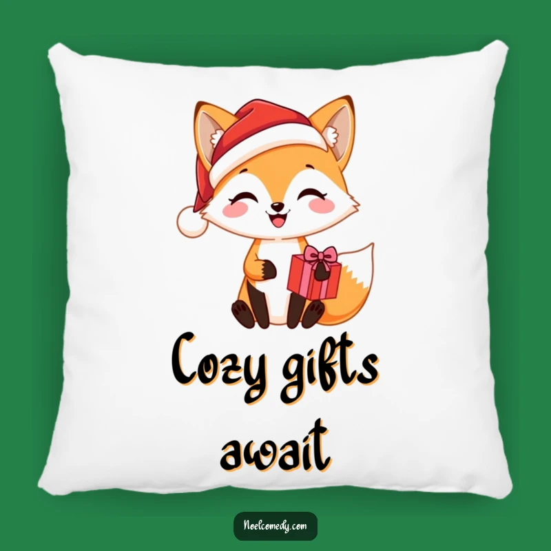Funny Santa Fox Present Pillow: Cozy Comfort with Festive Cheer