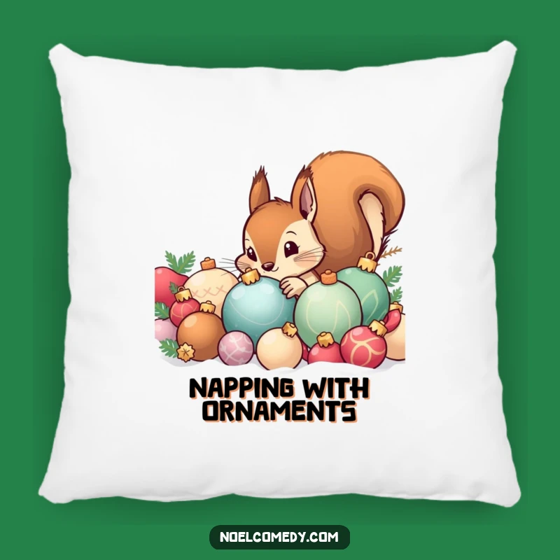 Funny Squirrel Ornament Pillow - Cozy and Hilarious Festive Home Decor Gift
