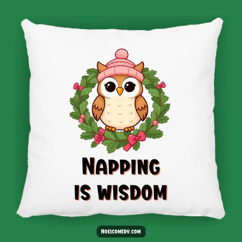 Funny Owl Wreath Pillow - Cozy & Humorous Home Decor Gift