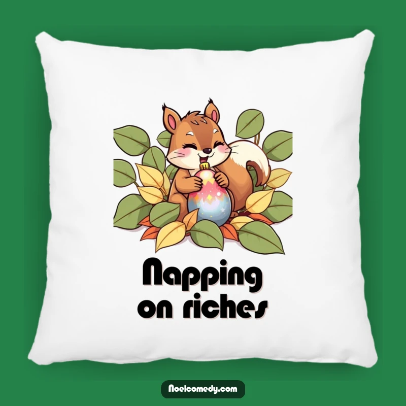 Funny Squirrel Christmas Pillow: Cozy Giggling Holiday Decor