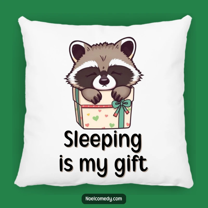 Funny Sleepy Raccoon Pillow: Cozy Comfort & Cute Design
