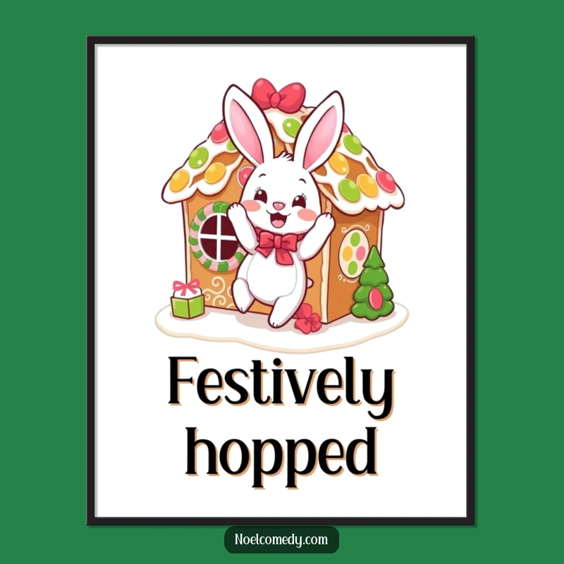 Funny Bouncing Bunny Gingerbread Digital Print: Instant Baker's Decor for a Quick Gift