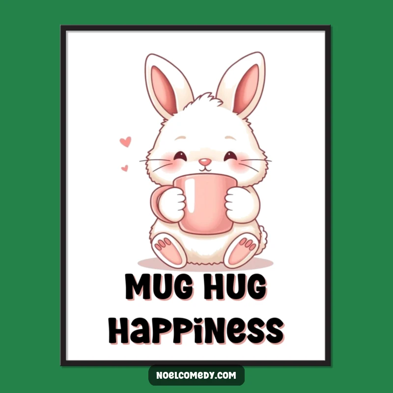 Funny Fluffy Bunny Warm Mug Digital Art - Cozy Decor, Humorous Bunny Gift