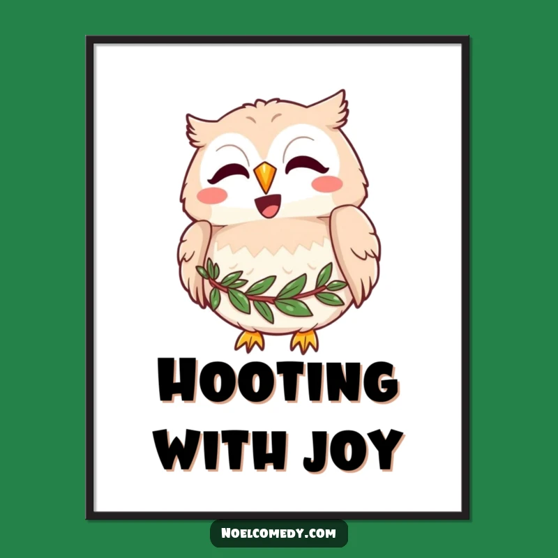 Funny Joyful Owl Digital Art - Whimsical Printable Decor for Charming Spaces