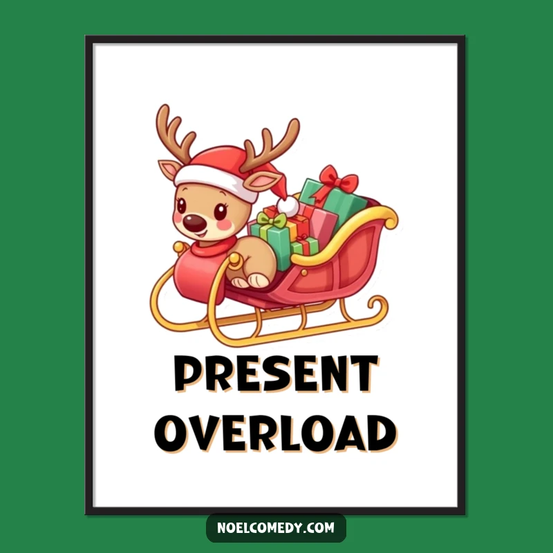 Funny Small Reindeer Digital Art - Festive Printable Decor for Holiday Cheer