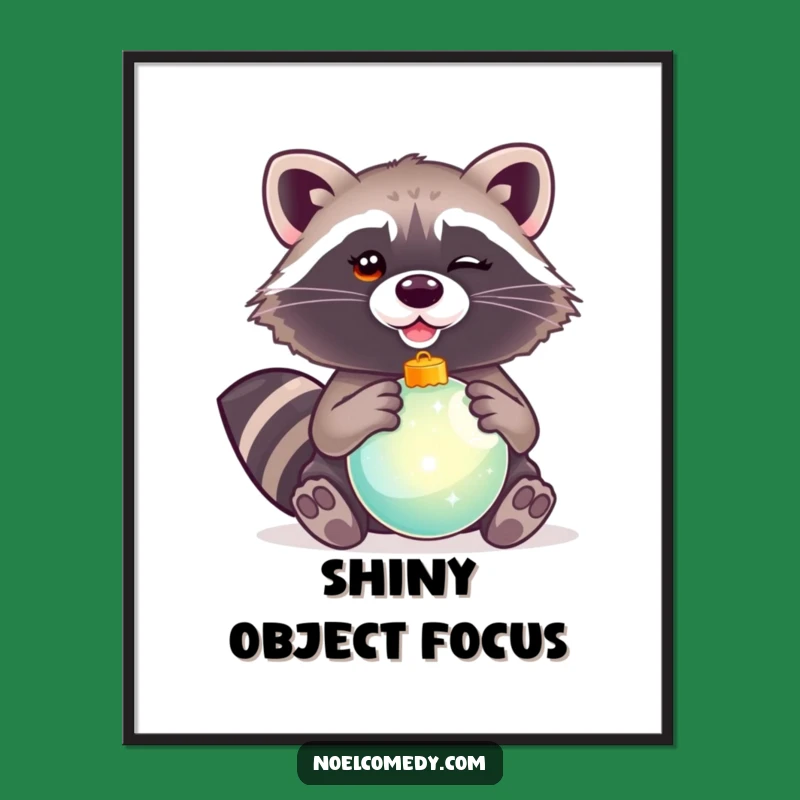 Funny Winking Raccoon Ornament Digital Print: Instant Critter's Holiday Decor for a Quick Gift