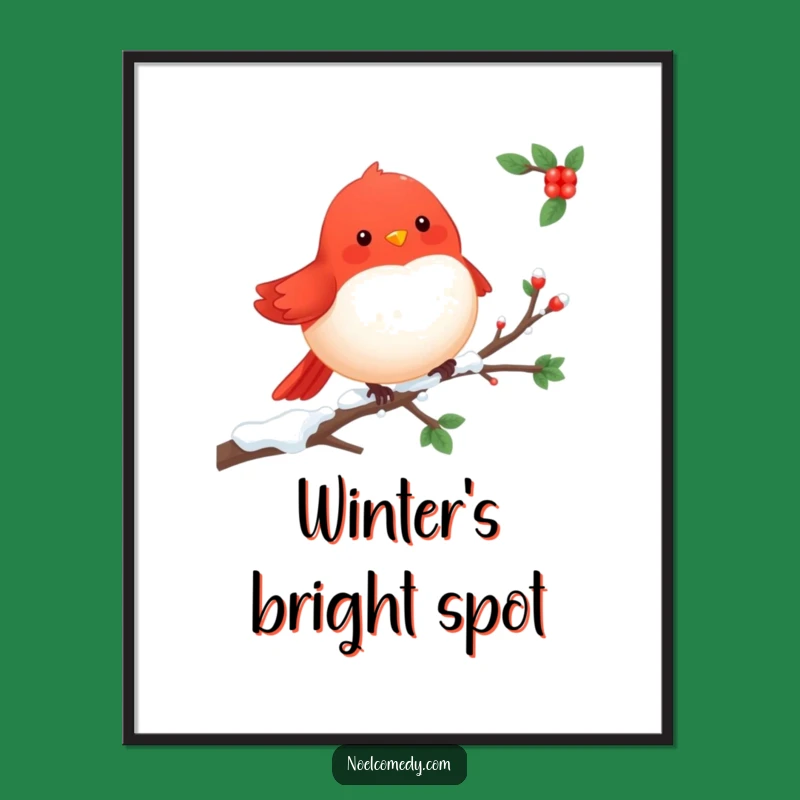 Cheerful Robin Digital Art: Printable Winter Decor for Bird Lovers