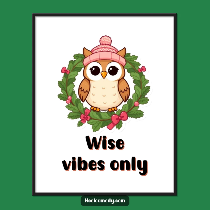 Funny Owl Knitted Cap Digital Print - Instant Whimsical Decor