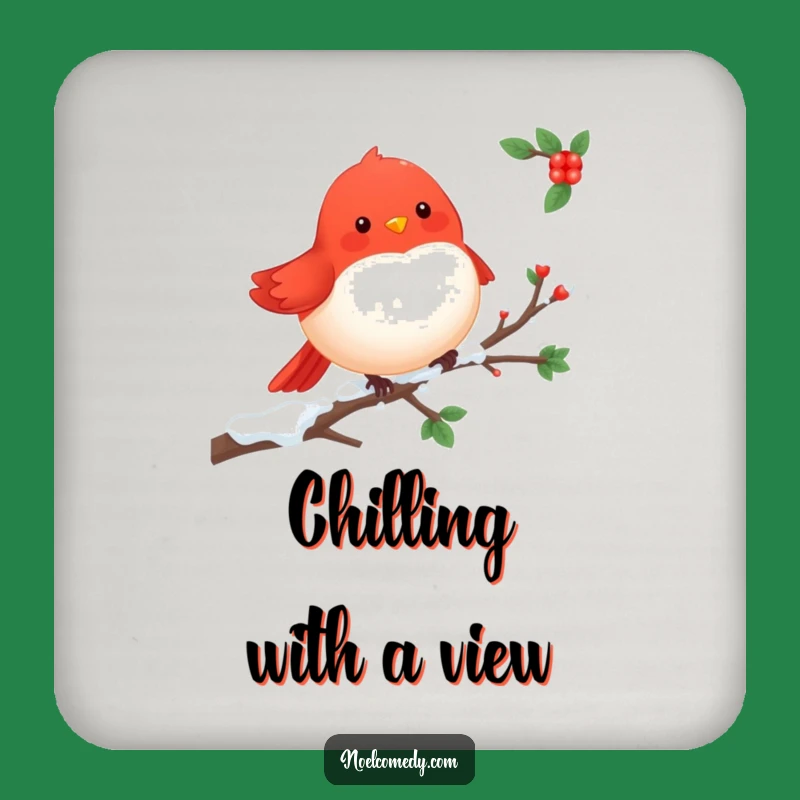 Cheerful Robin Coaster: Protect Surfaces with Charming Winter Bird Art