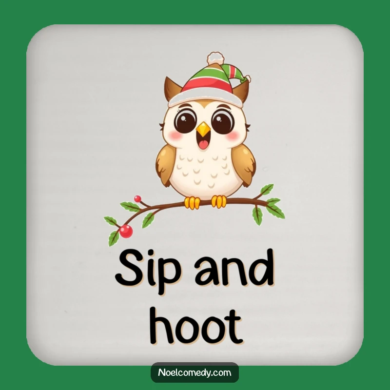 Funny Festive Owl Coasters - Protect Surfaces with Holiday Whimsy