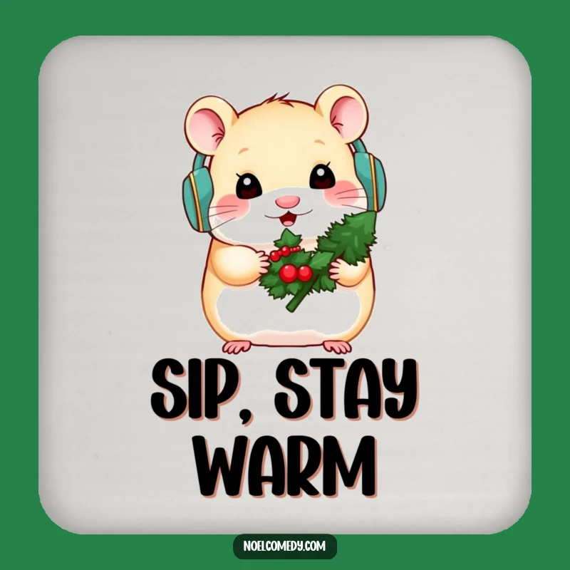 Funny Hamster Winter Coasters - Protect Surfaces with Adorable Charm