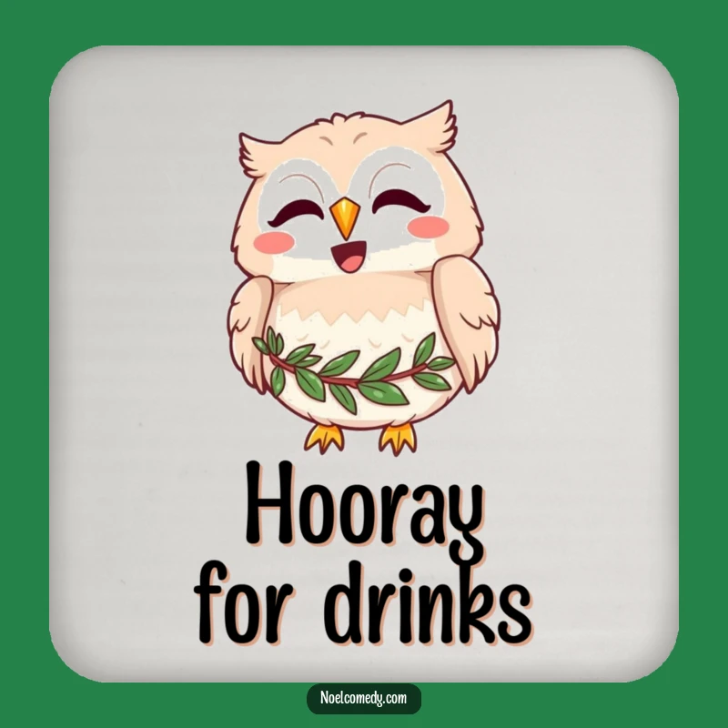 Funny Joyful Owl Coaster - Protect Surfaces with Whimsical Bird Humor