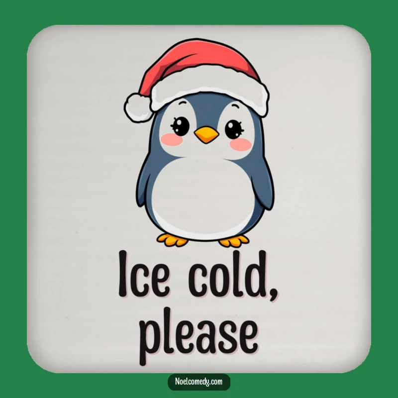 Funny Penguin Santa Coaster: Holiday Cheer Gift, Perfect Festive Table Protection
