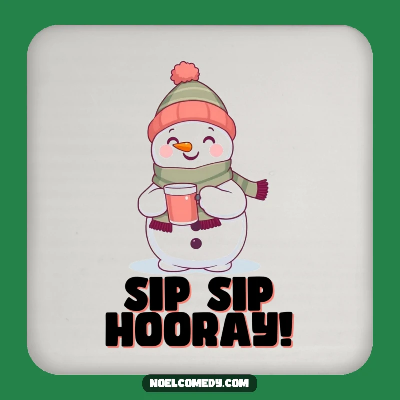 Funny Snowman Coaster: Protect surfaces with this winter character art, a perfect funny holiday gift.