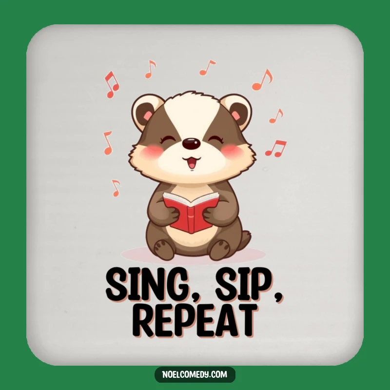 Funny Badger Carol Coaster Set: Festive Surface Protection, Musical Badger Decor Gift